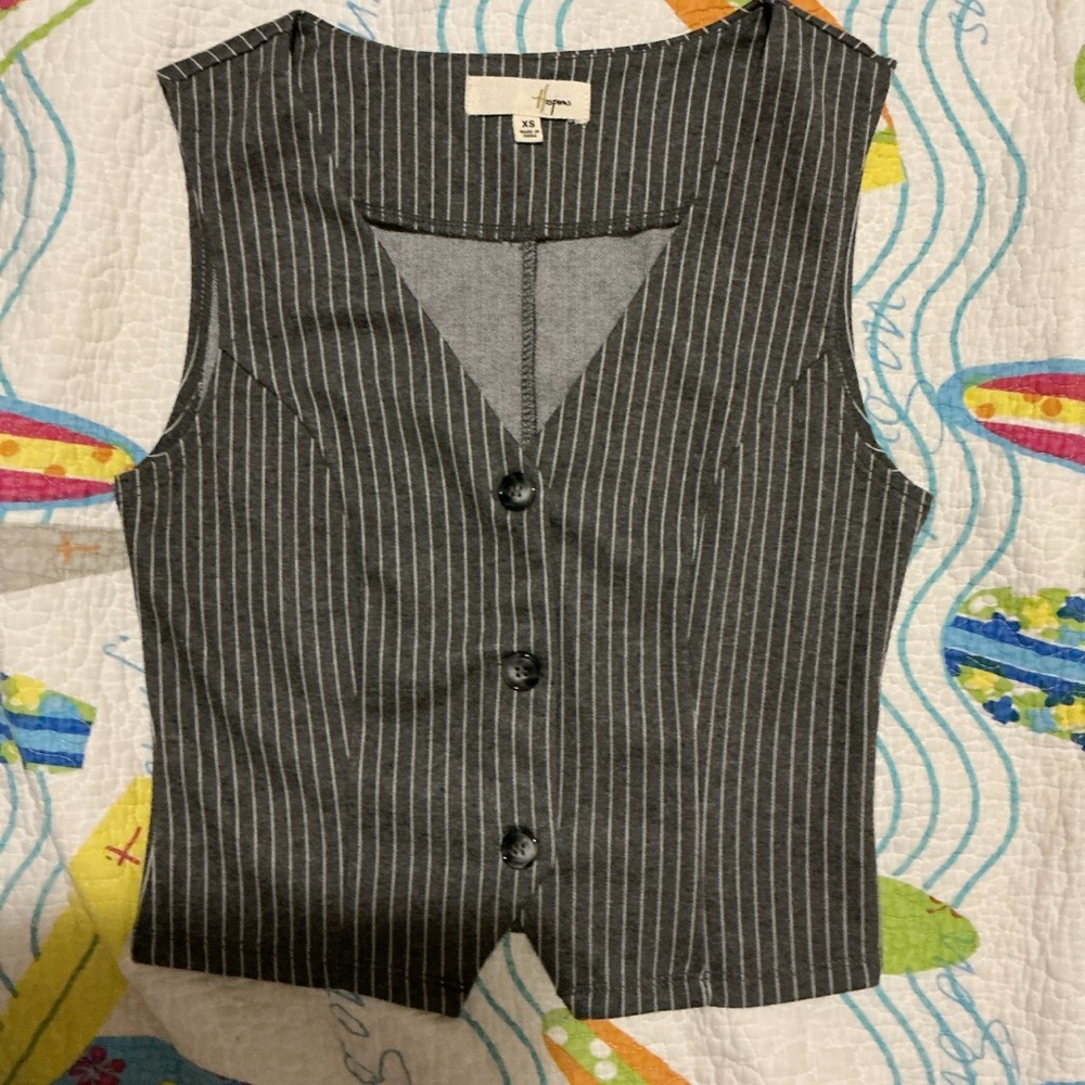 Hope's Charcoal Pinstripe Button-Up Blouse
